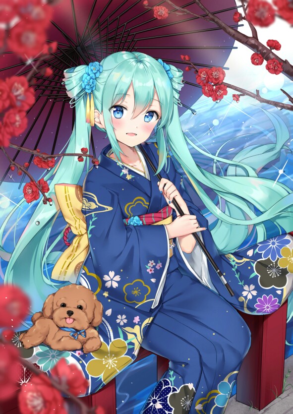 #初音未来# 2018贺年图
画师：豆芽菜