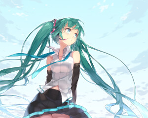 VOCALOID 初音未来 绘师：カルピン（pixiv id=543487） 本作品pixiv id=66653814