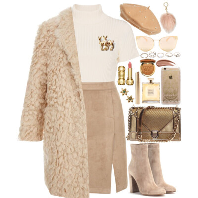 A fashion look from January 2018 featuring white top, faux fur coat and short skirt. Browse and shop related looks.