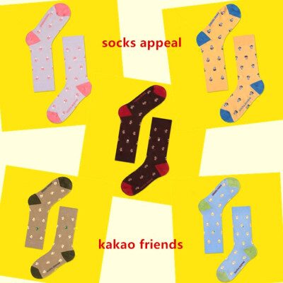 socks appeal 韩国可爱简约吸汗棉袜中筒袜居家男女袜子kakao