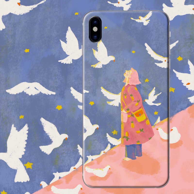 一岛原创插画百鸟与梦iphone8plus手机壳 苹果7plus6X全包软壳