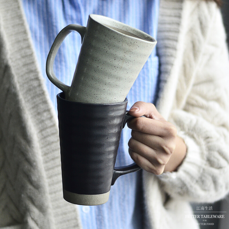 江南生活日式简约情侣对杯粗陶大容量马克杯复古咖啡杯奶茶水杯