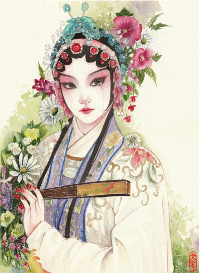  听弦断，断那三千痴缠。坠花湮，湮没一朝风涟。花若怜，落在谁的指尖。