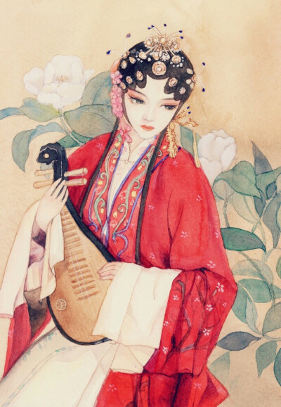  听弦断，断那三千痴缠。坠花湮，湮没一朝风涟。花若怜，落在谁的指尖。