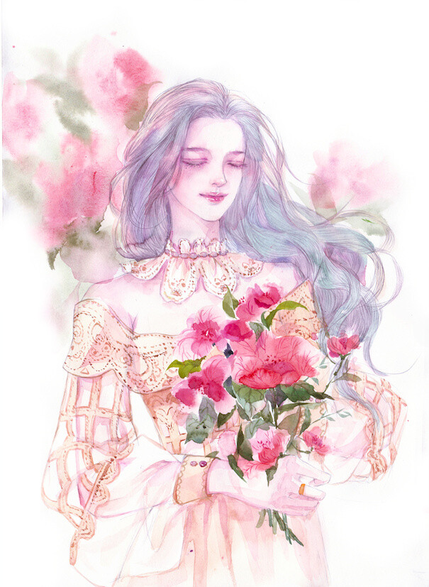  听弦断，断那三千痴缠。坠花湮，湮没一朝风涟。花若怜，落在谁的指尖。