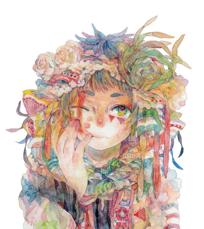 日本画师“るん太”
用透明水彩和彩铅绘制出的繁复绚丽的插画