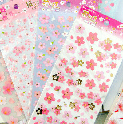 贴纸韩国文具日本MW和风樱花贴纸装饰可爱卡通相册手帐贴画