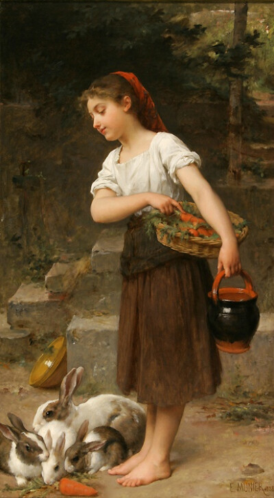 法国画家 Emile Munier 油画 ​​​​