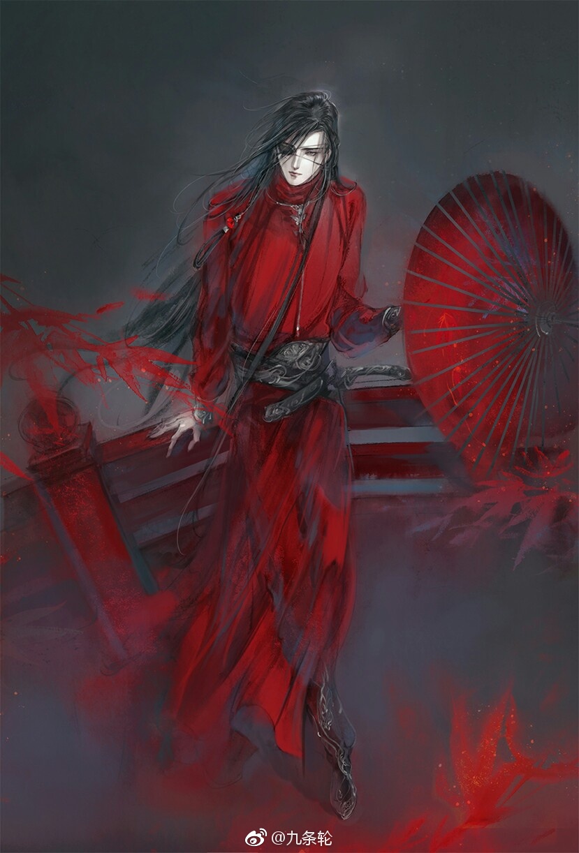 手绘古风持伞男子
天官赐福·花城
画师：九条轮