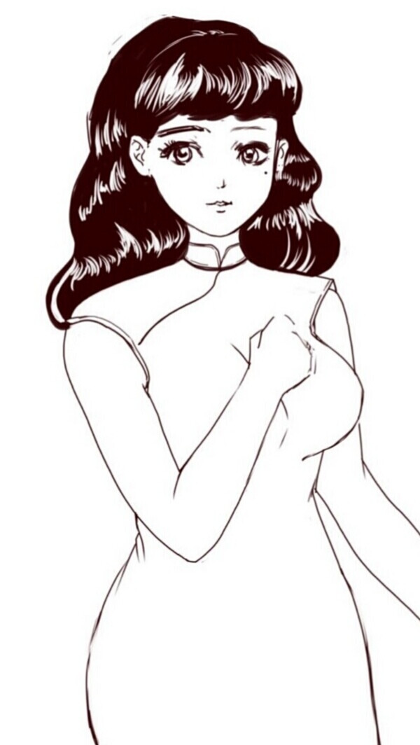 想临BLACKDOGGY的图，觉得妹子画的好好看，昨晚上就勾了半个草稿