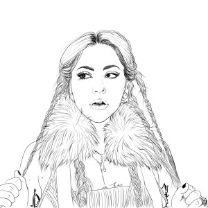 Lady Gaga 手绘 插画  头像黑白 线稿