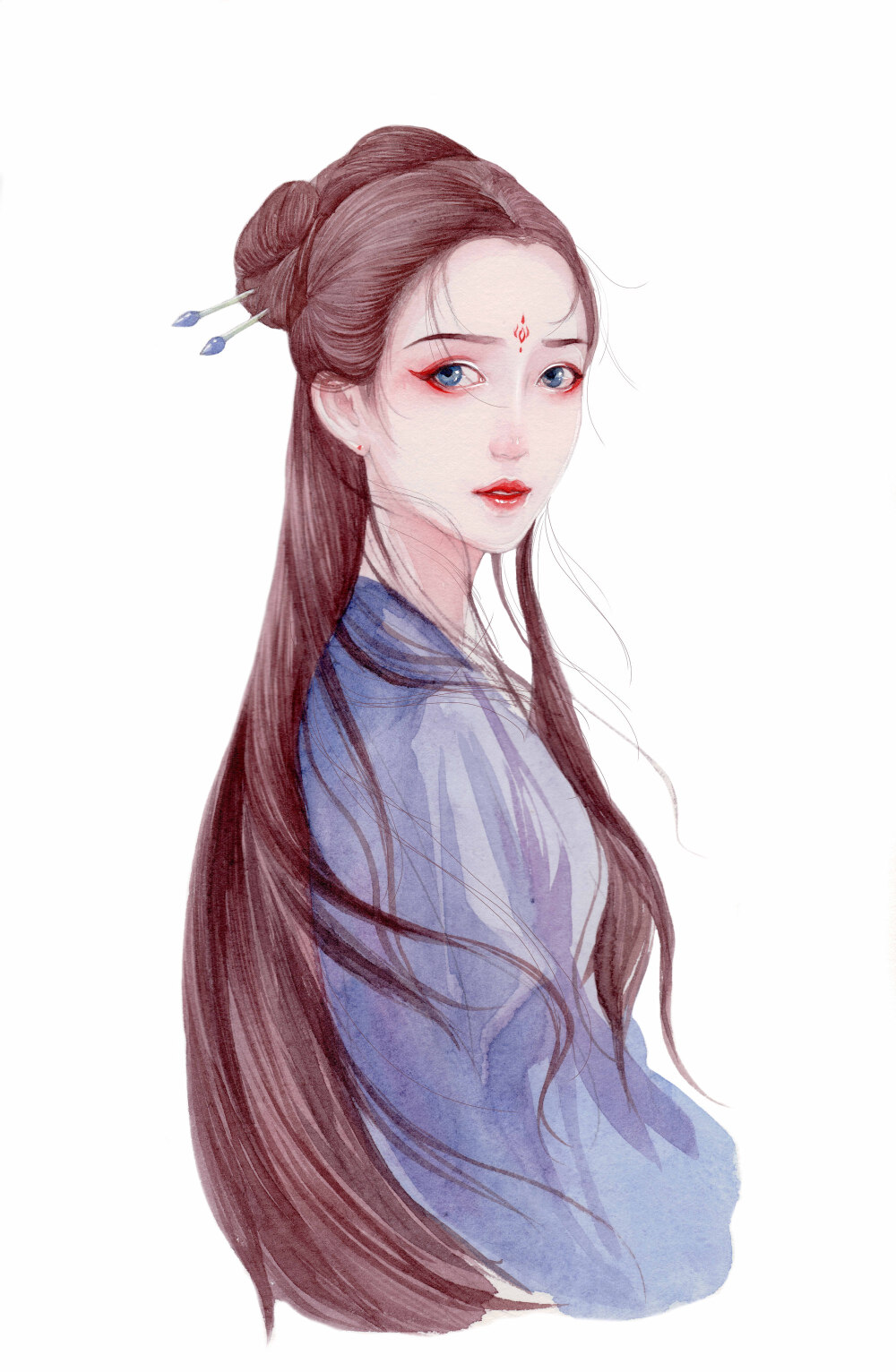 古风水彩美人作者野篆