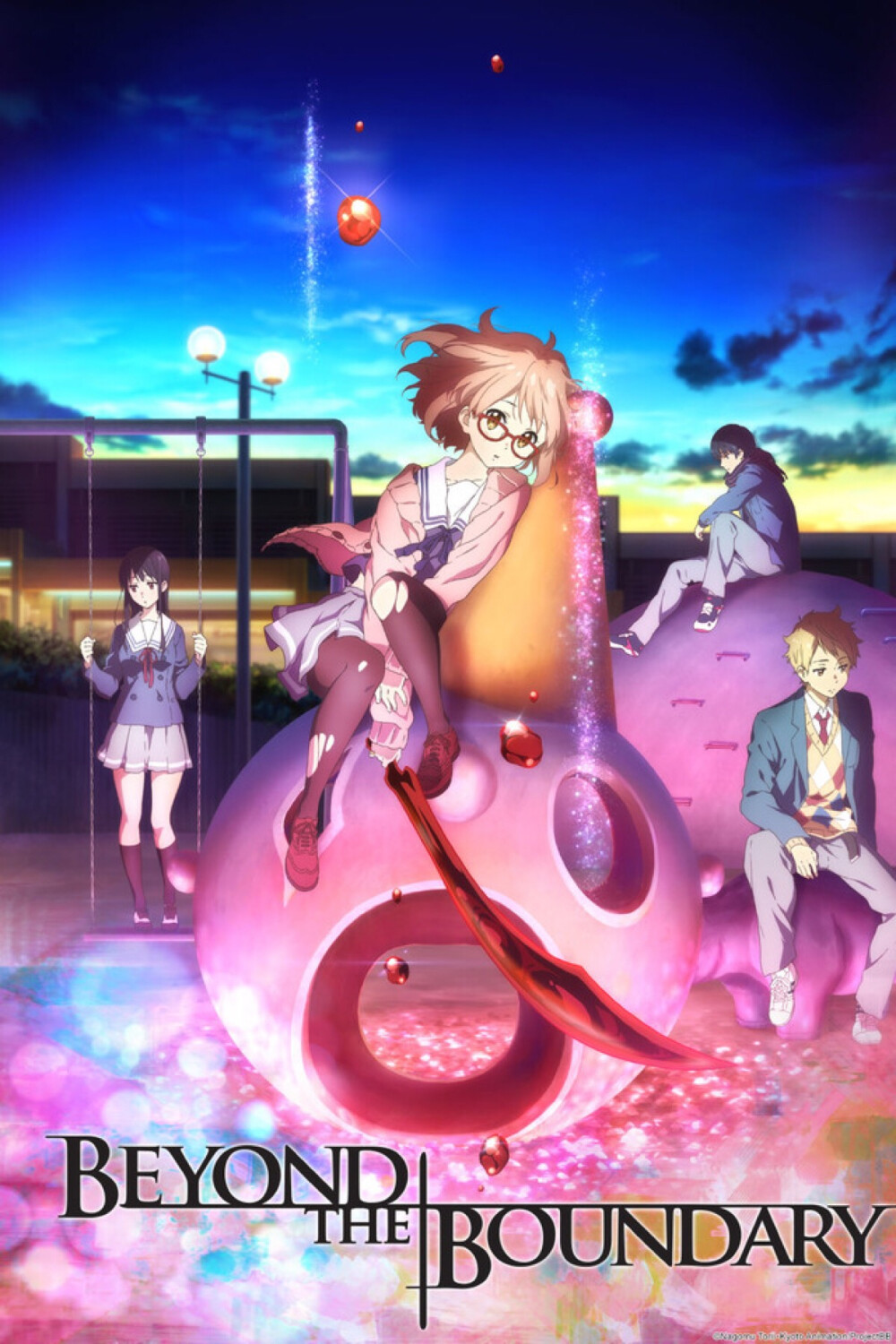 [境界的彼方] (Beyond the Boundary) 作品描述了“那一族”唯一存活下来的少女与根本说不上是存在的“半妖”少年的二个人之间的故事。由人类与妖梦所生出的少年神原秋人某天在学校的屋顶上邂逅了从天而降的少女栗山未来。就算在异界士中，她也算是拥有着特异之诅咒一族最后活下来的少女。不变的教室、不变的日常、不变的世界，原本日子理应如此一天一天的走过。不过……唯一生存下来的少女与半妖少年的相会成为了这个世界唯一的改变……。<百度百科>