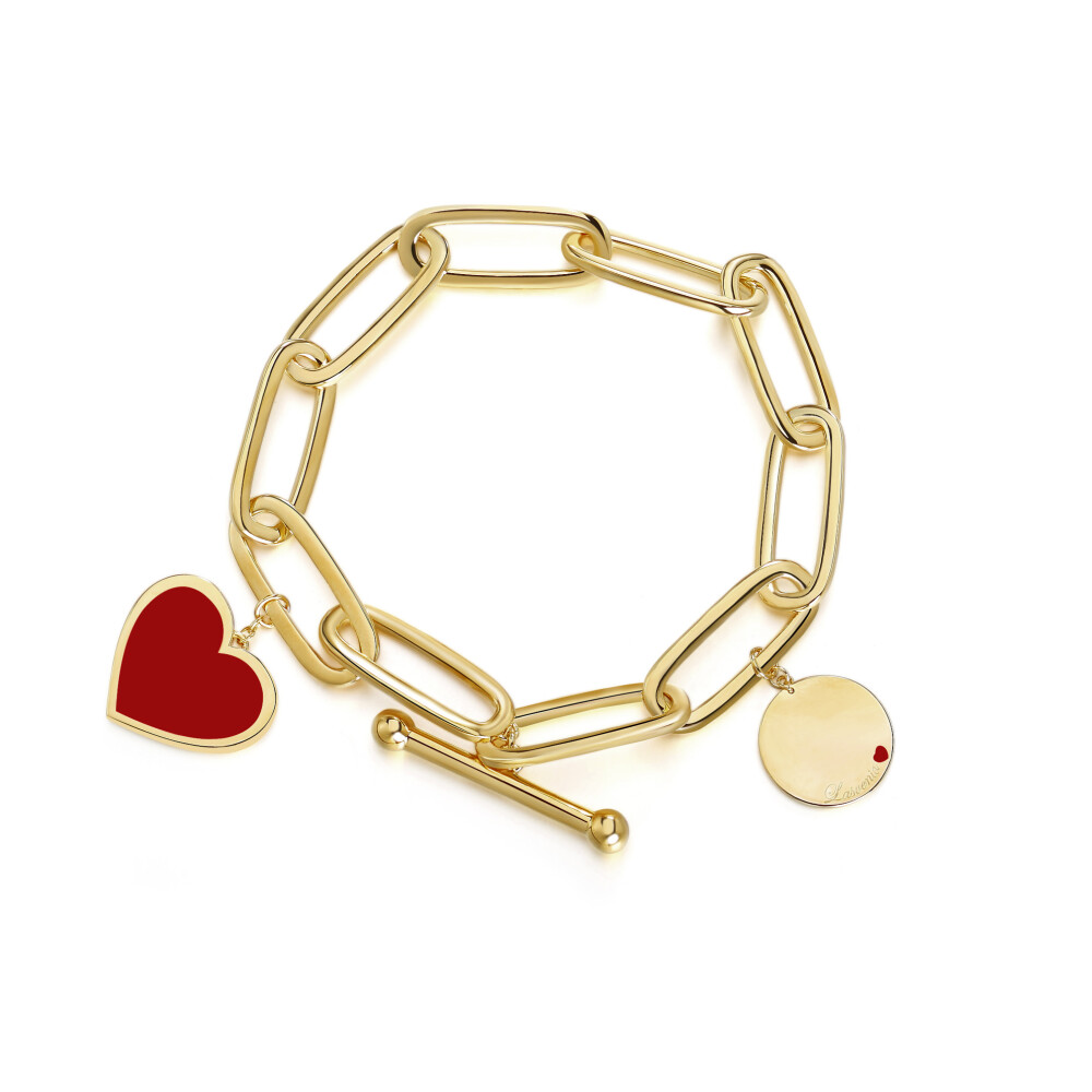 代购 法国设计师品牌Lasvenia Circle&Heart Bracelet 红心吊坠手链