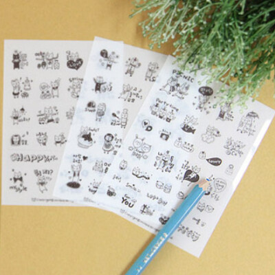 可爱猫咪表情包 透明日式卡通贴纸 DIY笔记手帐贴纸贴画文具韩国