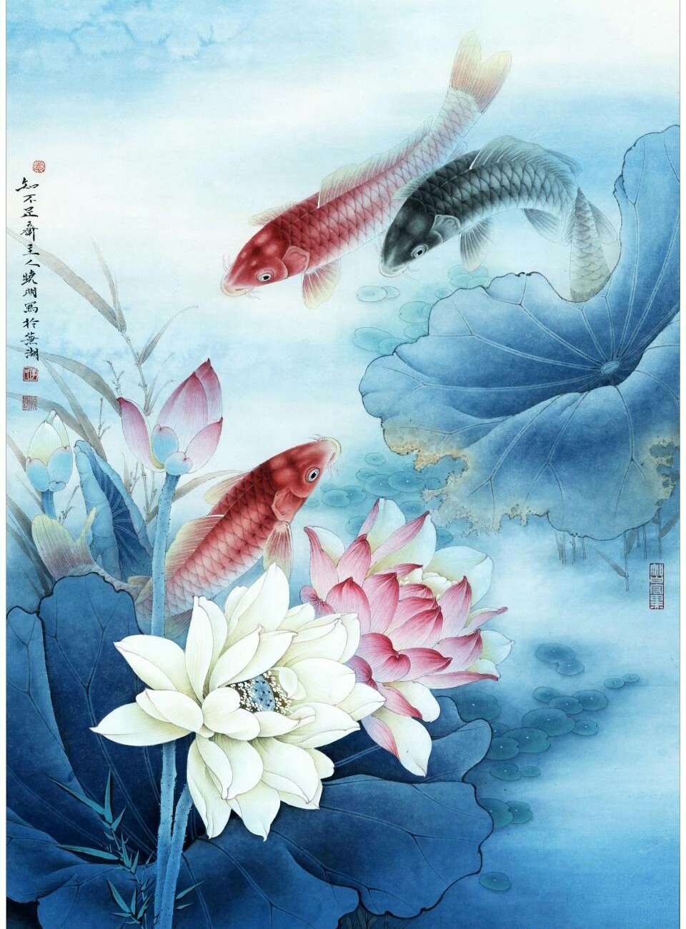 《连年有余图》李晓明工笔画 - 堆糖,美图壁纸兴趣社区