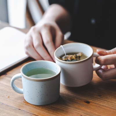 树可 日式棕色边陶瓷咖啡杯子办公室泡茶杯斑点釉家用小杯子