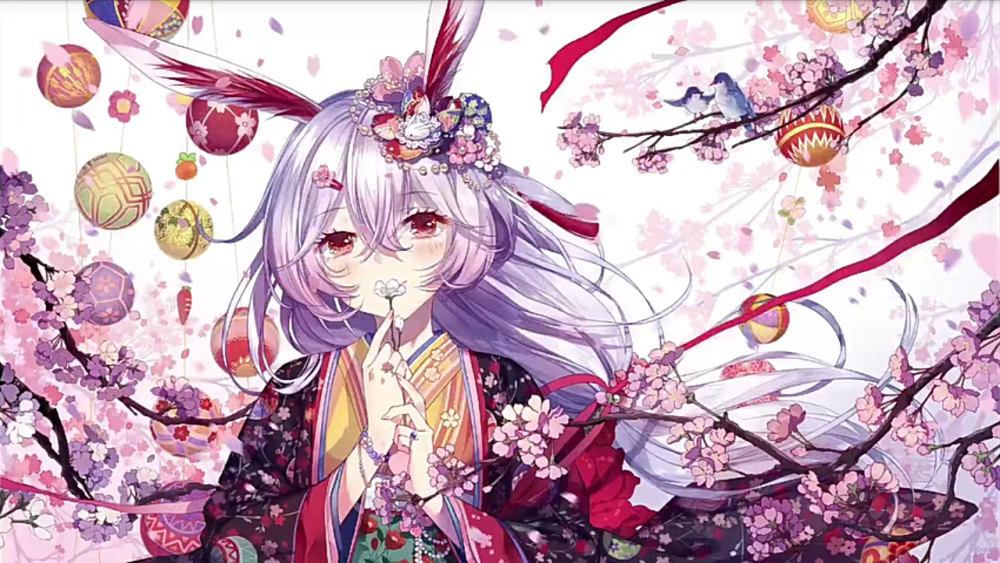 兔子精樱花和服古风二次元唯美少女
