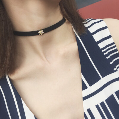 代购 INCH EDITION 纯银镀18K金八边形太阳项圈 choker