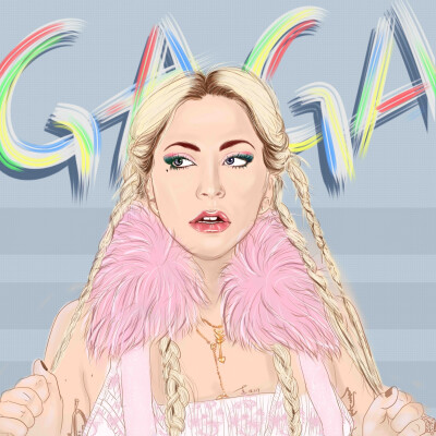 Lady Gaga手绘 头像 插画 
