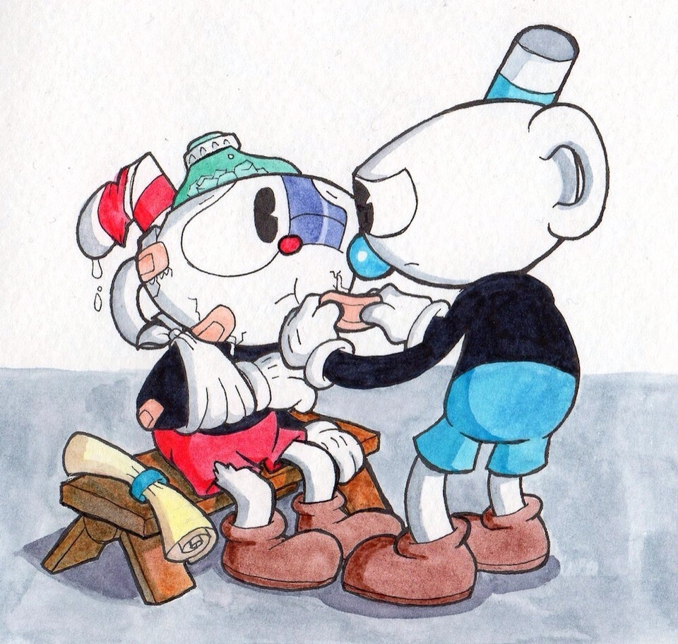 mugman为cuphead治伤，好温馨∩_∩