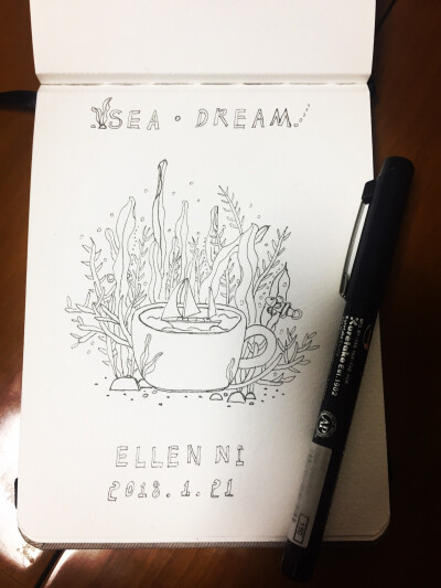 sea dream 插画线稿