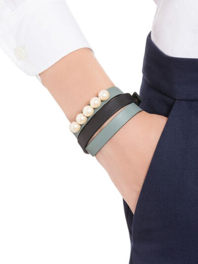 Marni Double-strand bracelet in green leather Woman 【然】