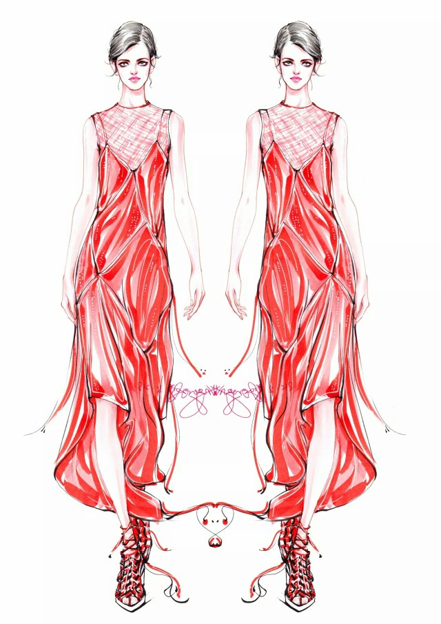 马克笔时装 彩铅 水粉 时尚秀场 服装设计 时装画