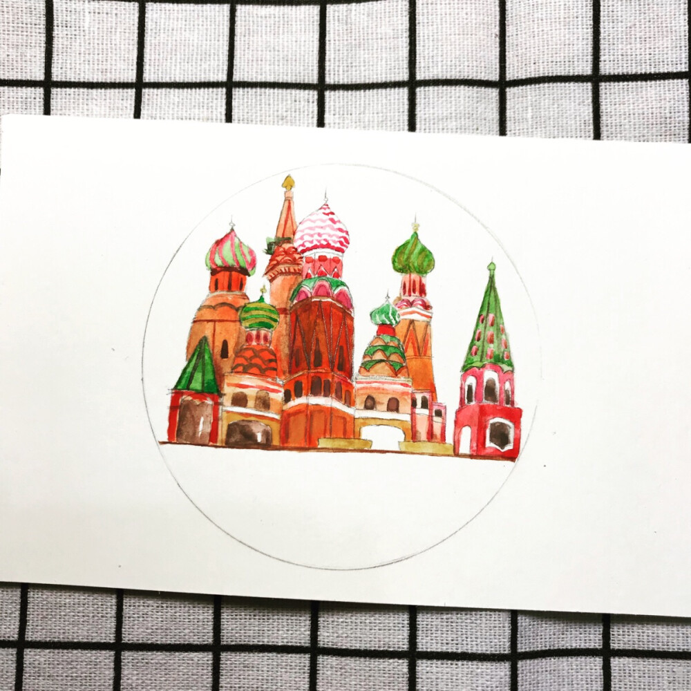 手绘水彩可爱清新明信片