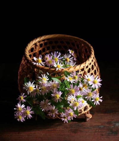 当内置器较低时，就要选取不显眼的器皿。
这时可以在笼眼插花，
来填补花器上半部分出现的大段空白。