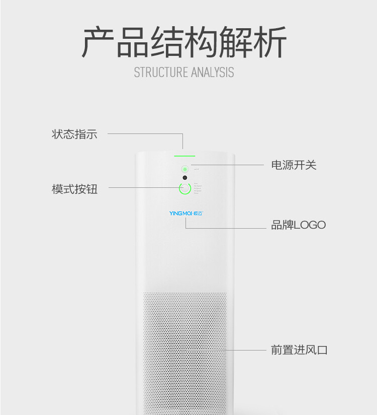 樱迈母婴空气净化 PM2.5烟尘负离子氧吧