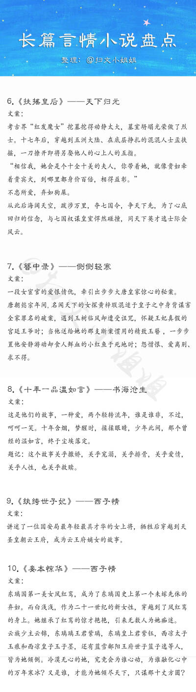 能让人追到地老天荒的小说那一定是非常好看了！推荐一波绝对值得看的高质量长篇小说~ ​​​
@扫文小姐姐