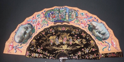 清 出口欧洲双面绘描金折扇