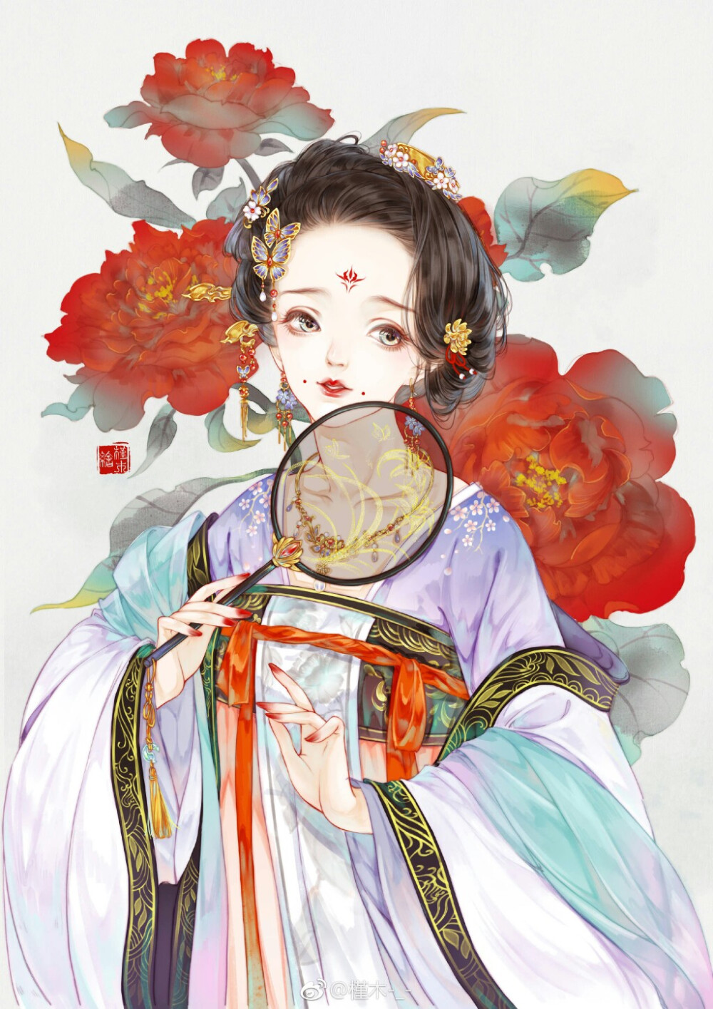 手绘古风持扇女子
画师：槿木