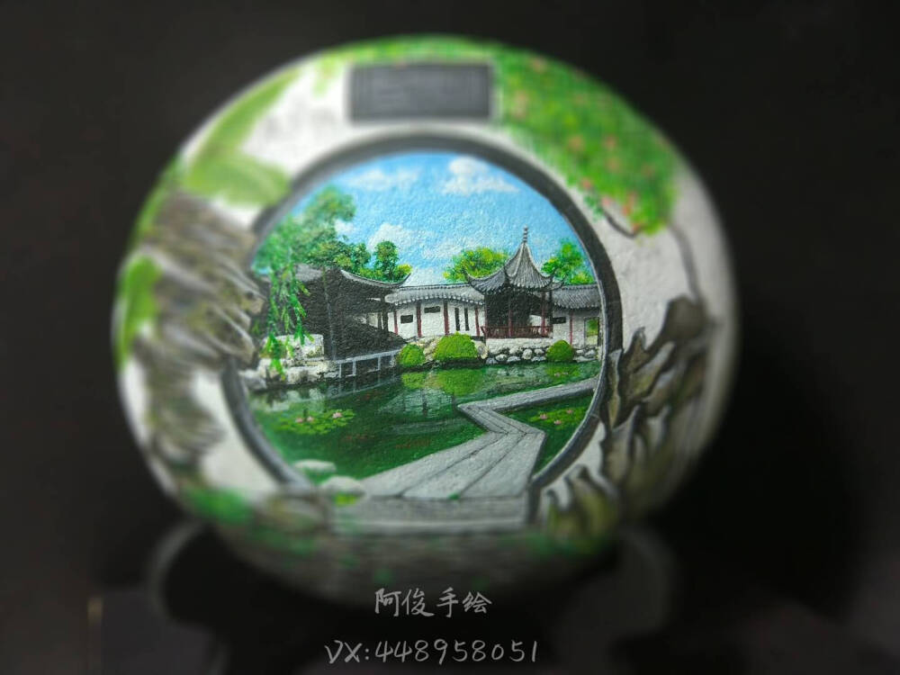 石头画石绘作品《月洞门》