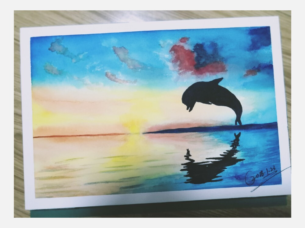 鲸鱼出水图手绘图片图片