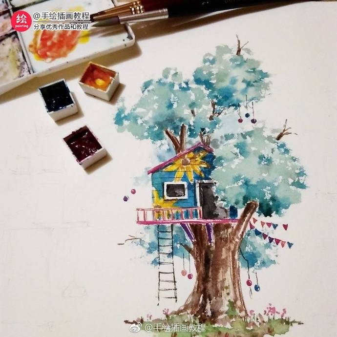 风景水彩画