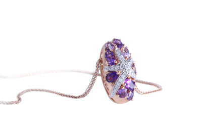 Ocean VAVA 海洋VAVA 18K玫瑰金镶紫晶及钻石吊坠