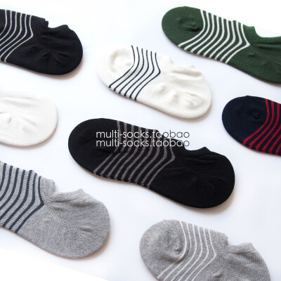 multisocks 男袜 女袜 情侣棉袜 经典直角袜 黑白灰简约条纹船袜