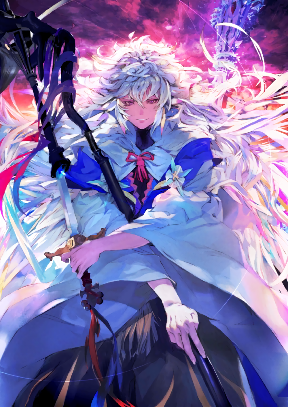 『Caster』Merlin ♢花之魔术师 ♢乐园的放浪者
「虽然我是很喜欢人类的世界啦，不过如果具体到个人的话，那就比较，你看，嘛，嗯！好！我觉得这种时候还是不说为妙！」