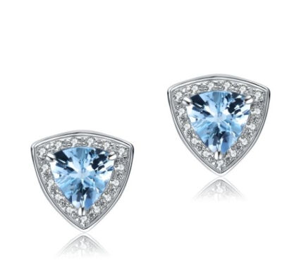 Heritage Aqua Marine 经典彩宝-海蓝宝系列 18K白金镶海蓝宝及钻石耳饰