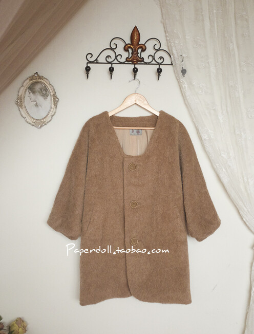 代购 转～和服款好品质复古vintage冬日厚实保暖毛茸茸大衣外套