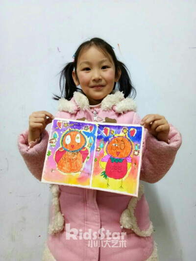 儿童画 水彩猫头鹰