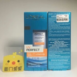 泰国版 欧莱雅UV Perfect water gel 防晒水漾保湿 SPF50
丝毫不泛白，洁面可卸。乳液状肤感润泽（不是油），容易暗沉，夏天如果在全天空调房再叠加散粉也可以使用，当然秋冬更好。无空调使用的话还是有存在感的。好推易涂抹，反光严重，夏天略有点小浮油，个人习惯叠加一层sunkiller控油+散粉。
秋冬追评
搭配cerave一直粘粘的，难以成膜，散粉扑多了还反干，中午还反油。反而配合hipp非常完美，成膜快速，两相配合一天下来滋润度刚好，泛红程度远低于cerave
2020夏季 : 跟遮瑕会浮，也没法用遮瑕刷