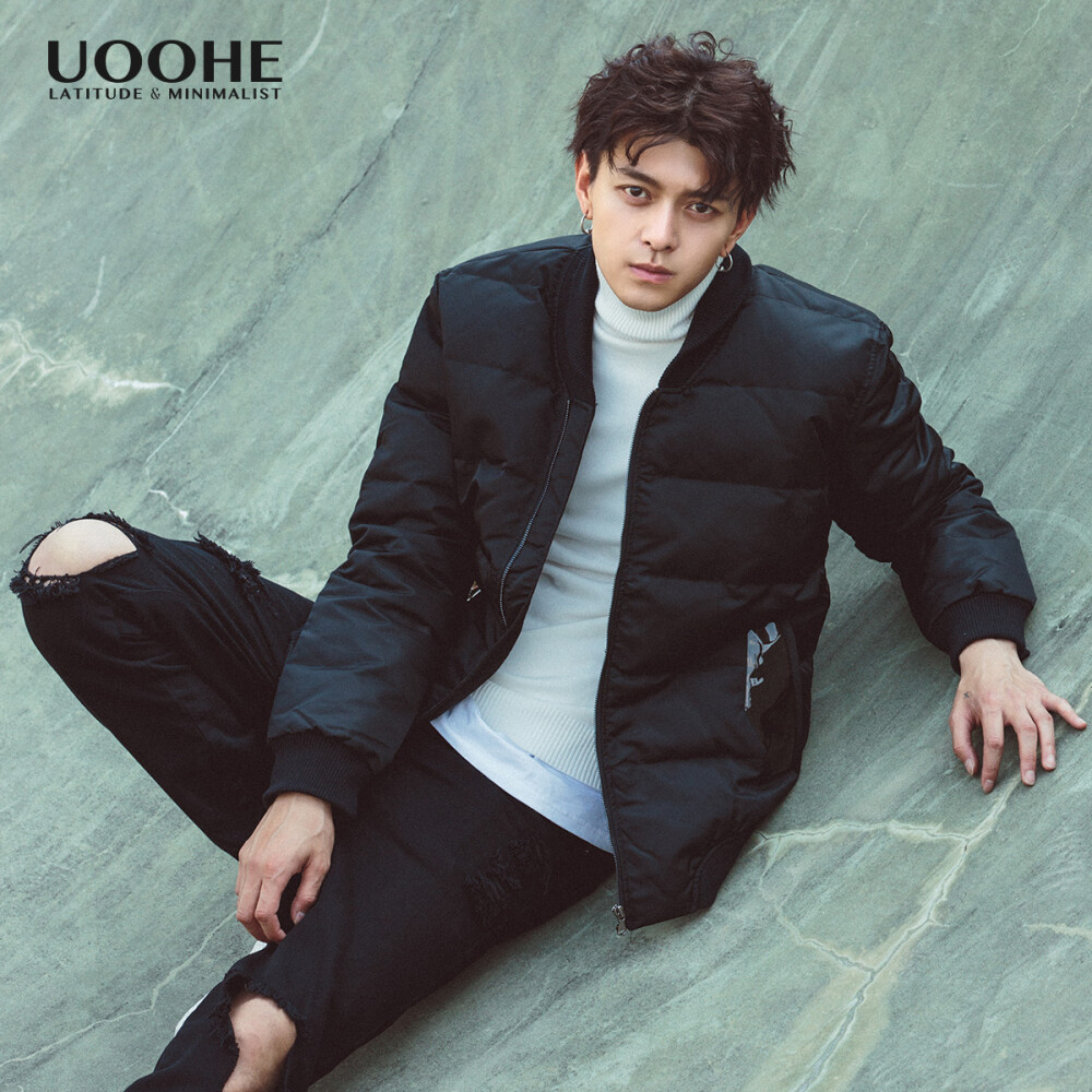 UOOHE2017秋季羽绒服男 时尚青果领青年保暖羽绒服外套男