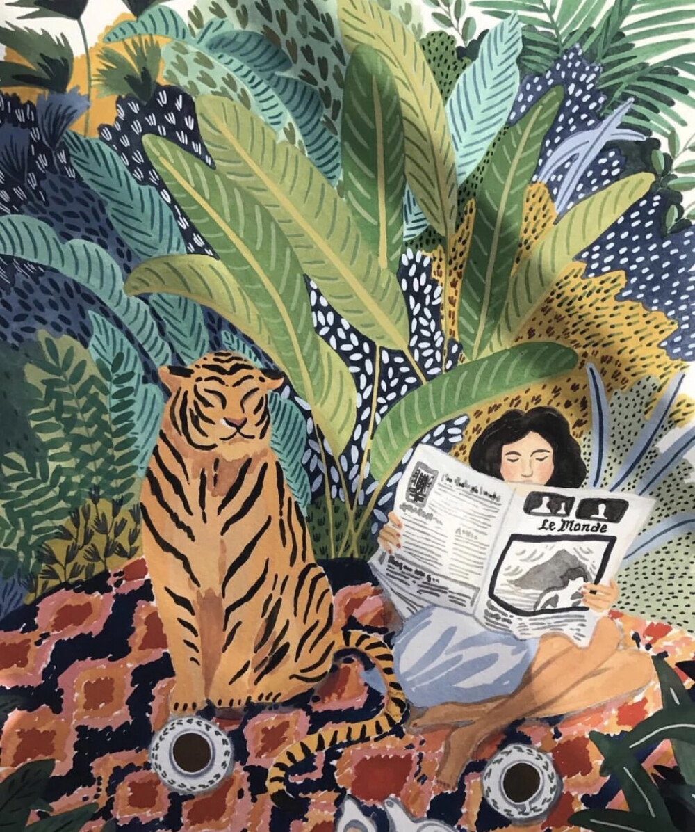 Illustration by Ohkii Studio, Angela McKay
热情有趣，颜色丰富的画面和线条让人不禁联想到现代女版Matisse。来自纽约布鲁克林的年轻版画设计师，她的创作内容来源于澳洲的阳光海岸线，以及闷热潮湿的东南亚热带地区。