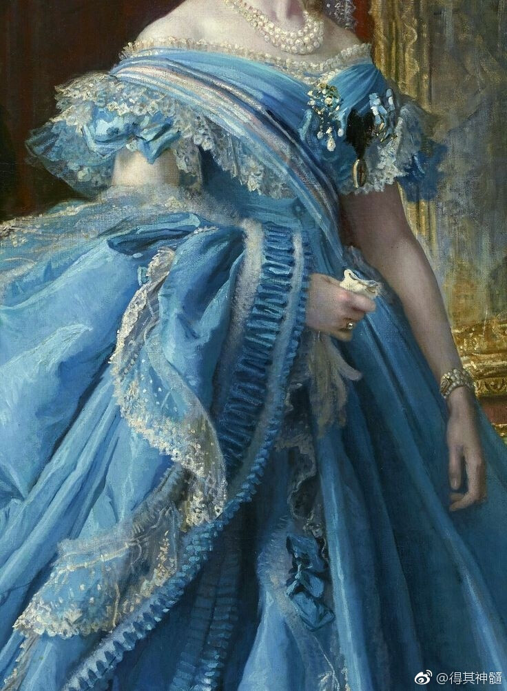 油画中的蓝色裙子