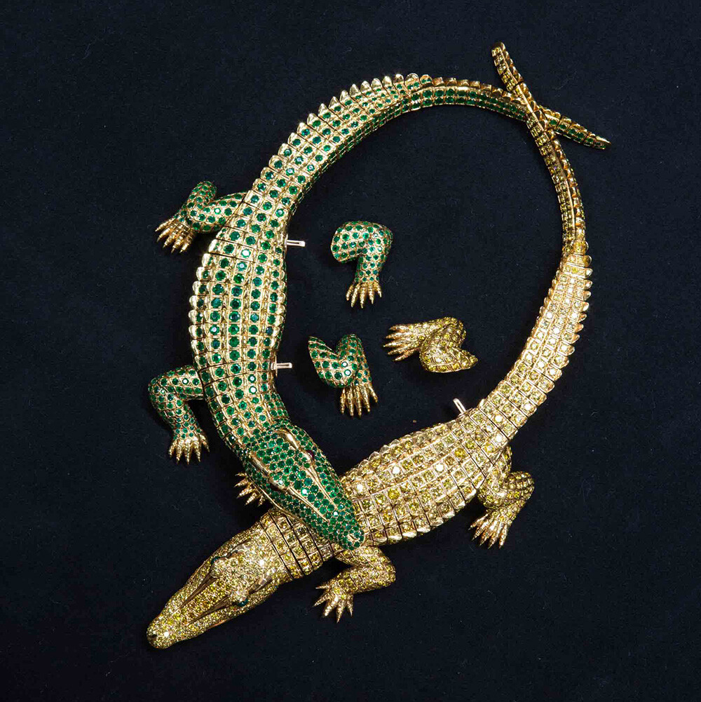 One of two crocodile necklaces commissioned by the Mexican diva María Félix that are now part of The Cartier Collection. Both will be on display at the Grand Palais in Paris this winter.