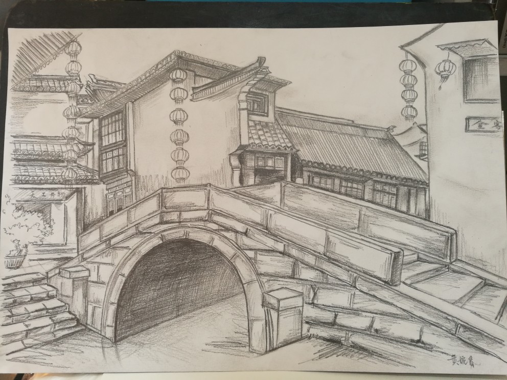 家乡画儿童画 素描图片