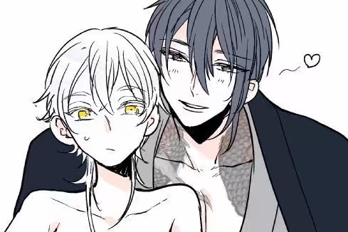 刀剑乱舞##三日鹤# 三日月大佬与jk服的鹤丸设定(//63//)爷爷你趁